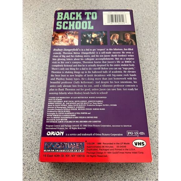 Back to School Rodney Dangerfield 1986 VHS video tape 1994 release comedy - Picture 5 of 5